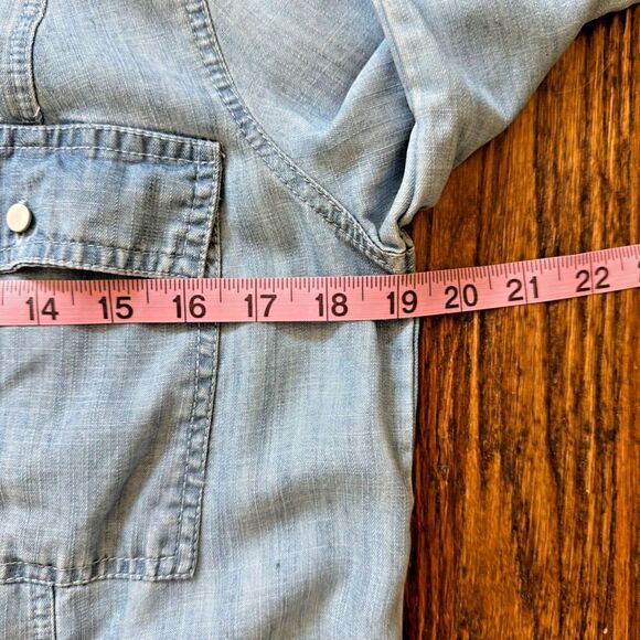 Jones New York Shirt Dress Women 6 Blue Chambray Pockets High Low Midi Dress - Picture 12 of 16